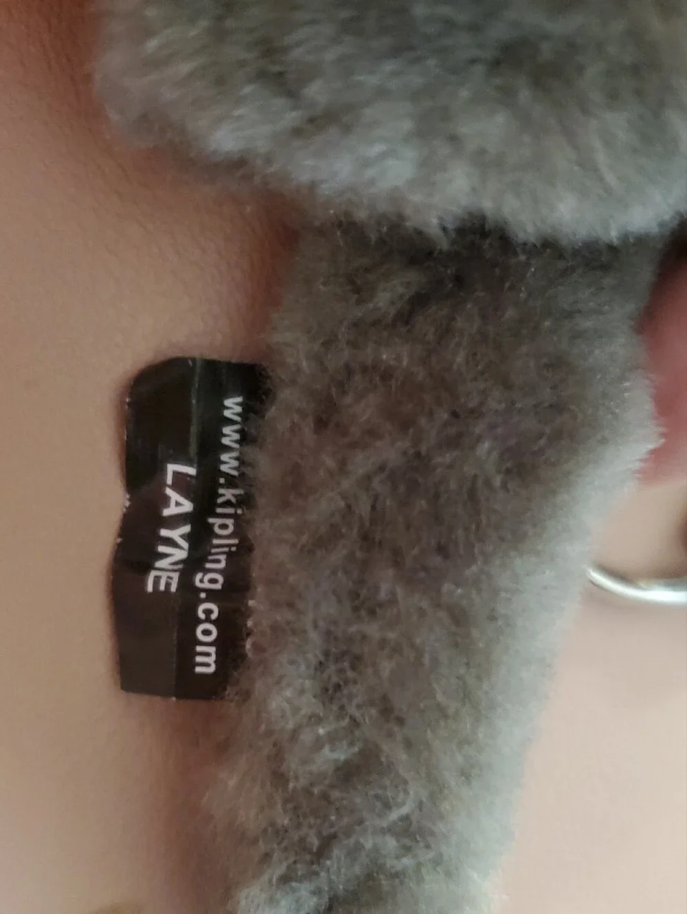Kipling Gray Plush Monkey Keyring with Brown Face
